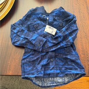 Children’s place button down hooded jacket blue Aztec theme 24m nwt